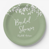 Brautparty "Sage Green Botanical Blätter" Pappteller (Vorderseite)