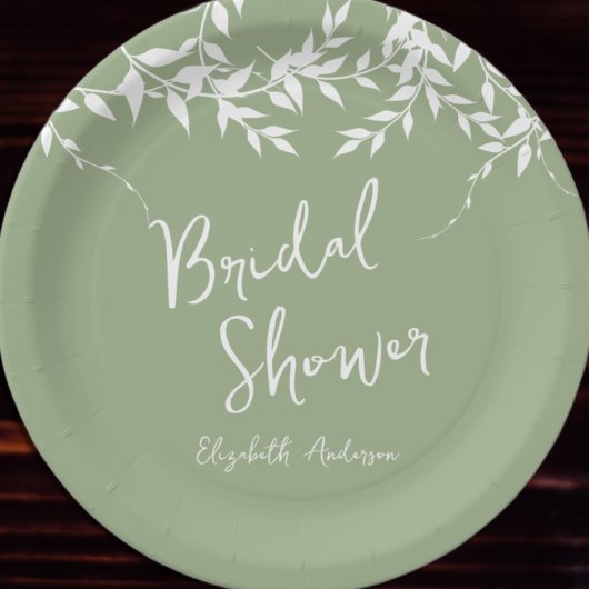 Brautparty "Sage Green Botanical Blätter" Pappteller