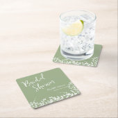 Brautparty "Sage Green Botanical Blätter" Rechteckiger Pappuntersetzer (Vor Ort)