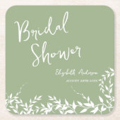 Brautparty "Sage Green Botanical Blätter" Rechteckiger Pappuntersetzer (Vorderseite)