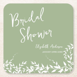 Brautparty "Sage Green Botanical Blätter" Rechteckiger Pappuntersetzer