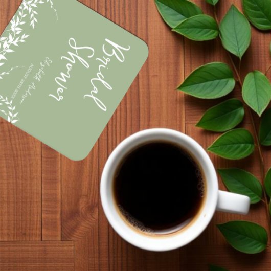 Brautparty "Sage Green Botanical Blätter" Rechteckiger Pappuntersetzer