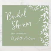 Brautparty "Sage Green Botanical Blätter" Schaumweinetikett (Einzelnes Label)