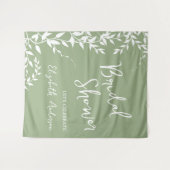 Brautparty "Sage Green Botanical Blätter" Wandteppich (Vorderseite (Horizontal))