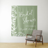 Brautparty "Sage Green Botanical Blätter" Wandteppich (Beispiel)