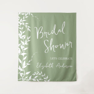 Brautparty "Sage Green Botanical Blätter" Wandteppich