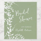 Brautparty "Sage Green Botanical Blätter" Weinetikett (Einzelnes Label)