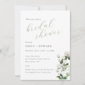 Brautparty "Sage Green" und "White Floral" Einladung (Vorderseite)