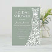 Brautparty "Sage Green & White" Einladung (Stehend Vorderseite)