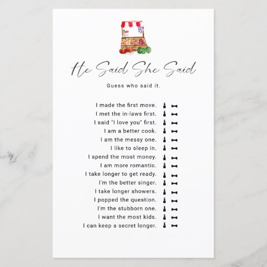 Brautparty, sagte er, sie sagte Spiel (Vorderseite)