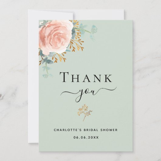 Brautparty Salbei Blumenkarte Einladung (Vorderseite)