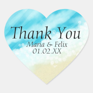 Brautparty Sand Tropical Waves Herz-Aufkleber