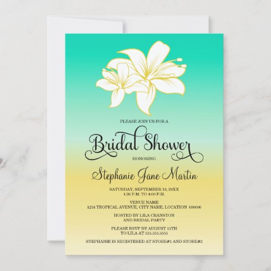 Brautparty Sand und Meeresfarbe Ombre Einladung (Vorderseite)