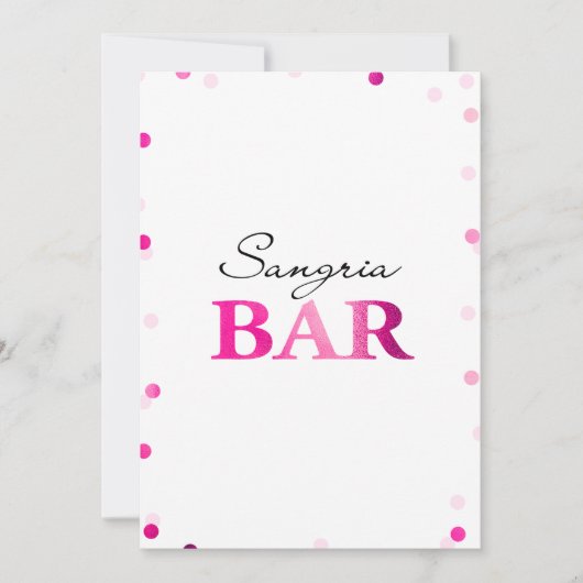 Brautparty Sangria Bar Sign | Magenta Confetti Einladung (Vorderseite)
