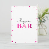 Brautparty Sangria Bar Sign | Magenta Confetti Einladung (Stehend Vorderseite)