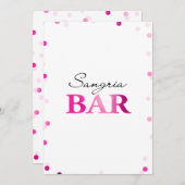 Brautparty Sangria Bar Sign | Magenta Confetti Einladung (Vorne/Hinten)