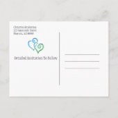 Brautparty Save the Date Blue Green Hearts Anno Ankündigungspostkarte (Rückseite)