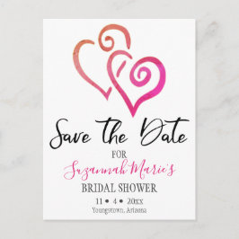 Brautparty Save the Date Orange Pink Hearts Ankündigungspostkarte