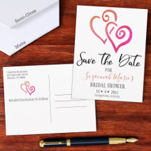 Brautparty Save the Date Orange Pink Hearts Ann