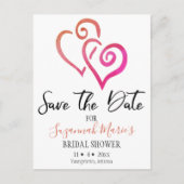 Brautparty Save the Date Orange Pink Hearts Ann Ankündigungspostkarte (Vorderseite)