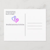 Brautparty Save the Date Pink Blue Hearts Annou Ankündigungspostkarte (Rückseite)