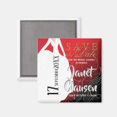 Brautparty - Save the Date - Rot Magnet (Vorderseite/Rückseite)