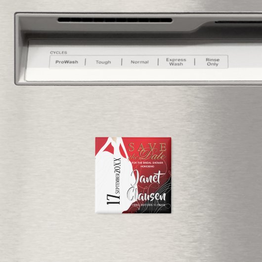 Brautparty - Save the Date - Rot Magnet (In Situ (Geschirrspüler))