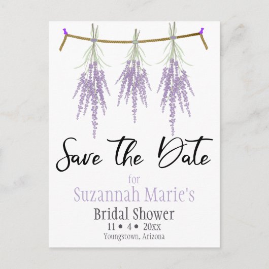 Brautparty Save the Date Trockene Lavendel Ankündigungspostkarte (Vorderseite)