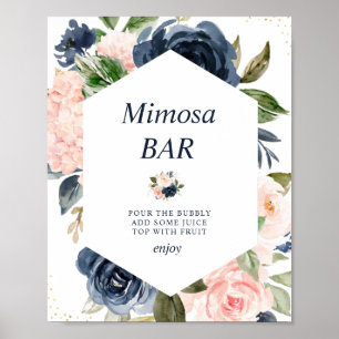 Brautparty-Schild für Navy- und Blush-Mimosa-Bar Poster