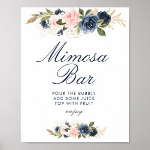 Brautparty-Schild mit Navy- und Blush-Blumen für M Poster