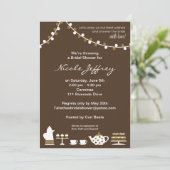 Brautparty Schokoladenbraun einladen, Teelampen Einladung (Stehend Vorderseite)