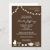 Brautparty Schokoladenbraun einladen, Teelampen Einladung (Vorne/Hinten)