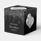 Brautparty Schwarz-Silber-Glitzer Tropfen Ballons Geschenkschachtel (Rückseite)