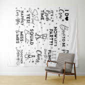 Brautparty Schwarz-Text-Fotokabine Backbanner Wandteppich (Beispiel (Horizontal))