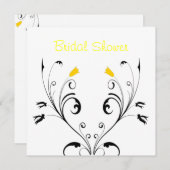 Brautparty Schwarz-Weiß-Gelbe Flora Einladung (Vorne/Hinten)