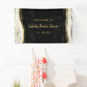 Brautparty Schwarz-weiß & Gold Geode Willkommen Banner (Insitu)