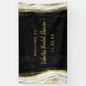 Brautparty Schwarz-weiß & Gold Geode Willkommen Banner (Vertikal)