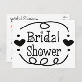 Brautparty Schwarz-Weiß-Herz-Einladung Einladungspostkarte (Vorne/Hinten)