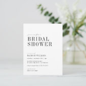 Brautparty | Schwarz/Weiß Minimalistisch Postkarte (Stehend Vorderseite)