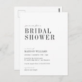 Brautparty | Schwarz/Weiß Minimalistisch Postkarte (Vorne/Hinten)