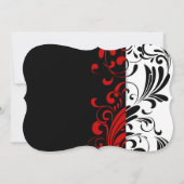 Brautparty schwarz, weiß, rot wirbeln einladung (Rückseite)