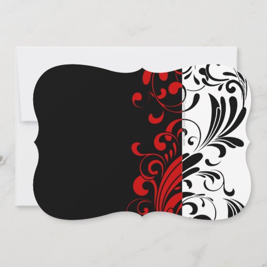 Brautparty schwarz, weiß, rot wirbeln einladung (Rückseite)