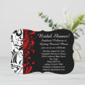 Brautparty schwarz, weiß, rot wirbeln einladung (Stehend Vorderseite)