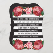 Brautparty Schwarz-Weiß Streifen Einladung (Vorne/Hinten)