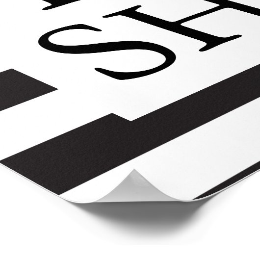 Brautparty Schwarz-Weiß Streifen Poster (Ecke)