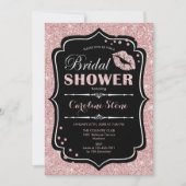 Brautparty - Schwarze Rose Gold Einladung (Vorderseite)