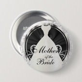 Brautparty | schwarze, weiße u. silberne Akzente Button (Vorne & Hinten)