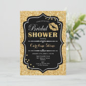 Brautparty - Schwarzes Gold Einladung (Stehend Vorderseite)