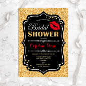 Brautparty - Schwarzes Rotes Gold Einladung