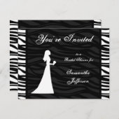 Brautparty, Schwarzweiss-Zebra-Streifen Einladung (Vorne/Hinten)